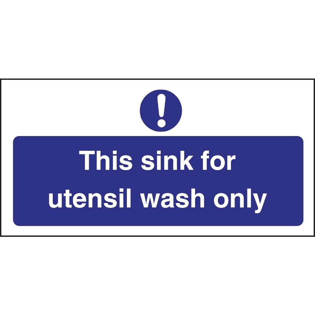 Vogue Utensil Wash Only Sign