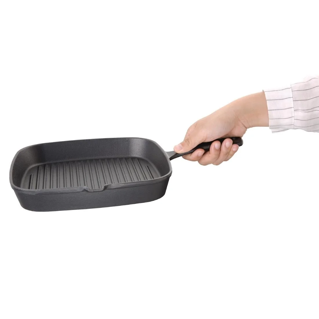 Vogue Square Cast Iron Ribbed Skillet Pan - Image 4