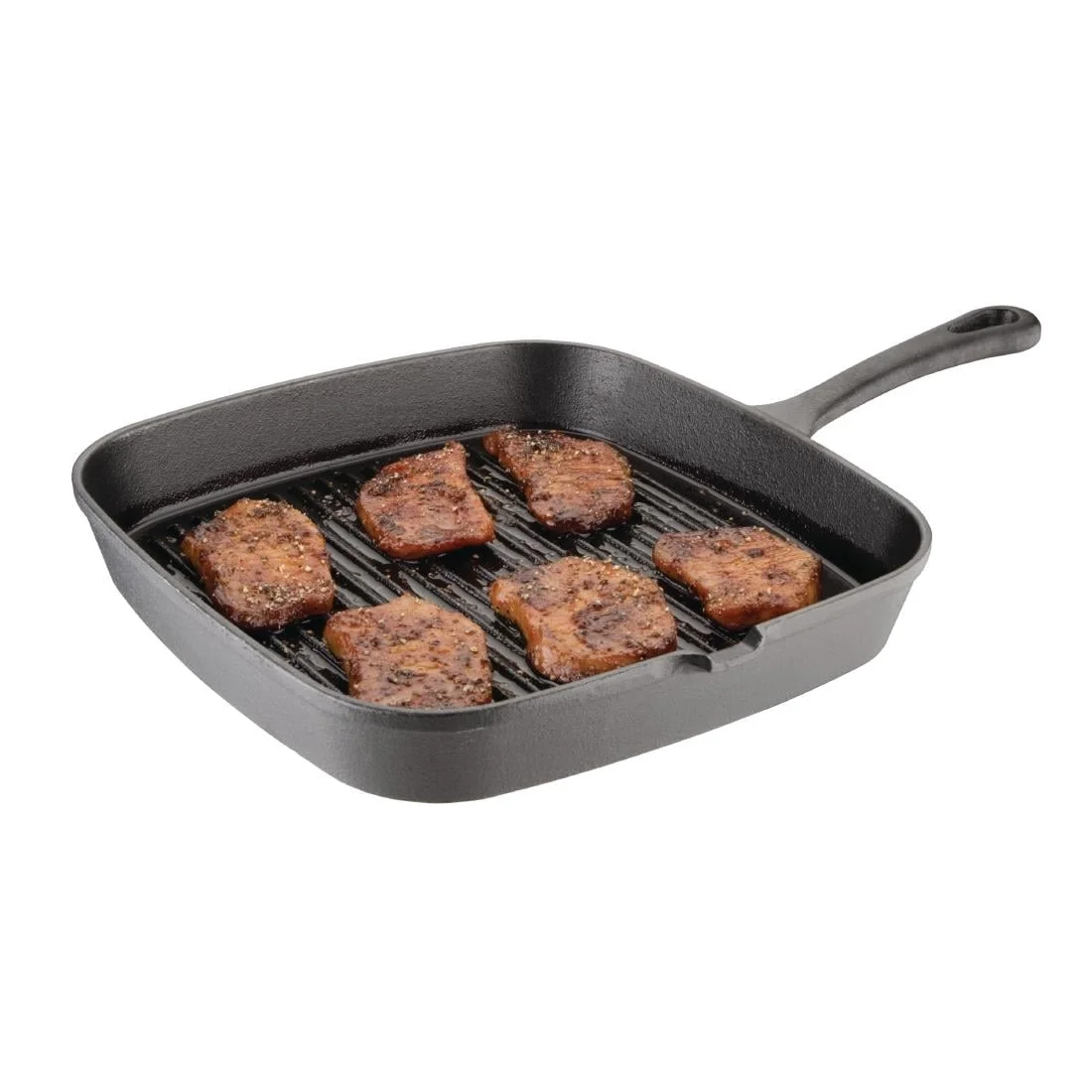 Vogue Square Cast Iron Ribbed Skillet Pan - Image 5