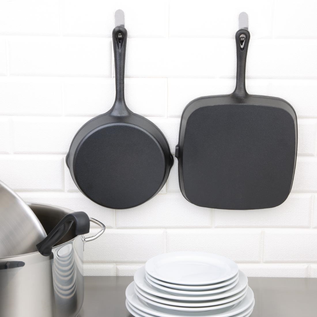 Vogue Square Cast Iron Ribbed Skillet Pan