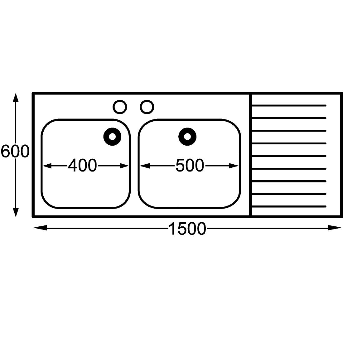 Franke Sissons Self Assembly Stainless Steel Double Sink Right Hand Drainer 1500x600mm