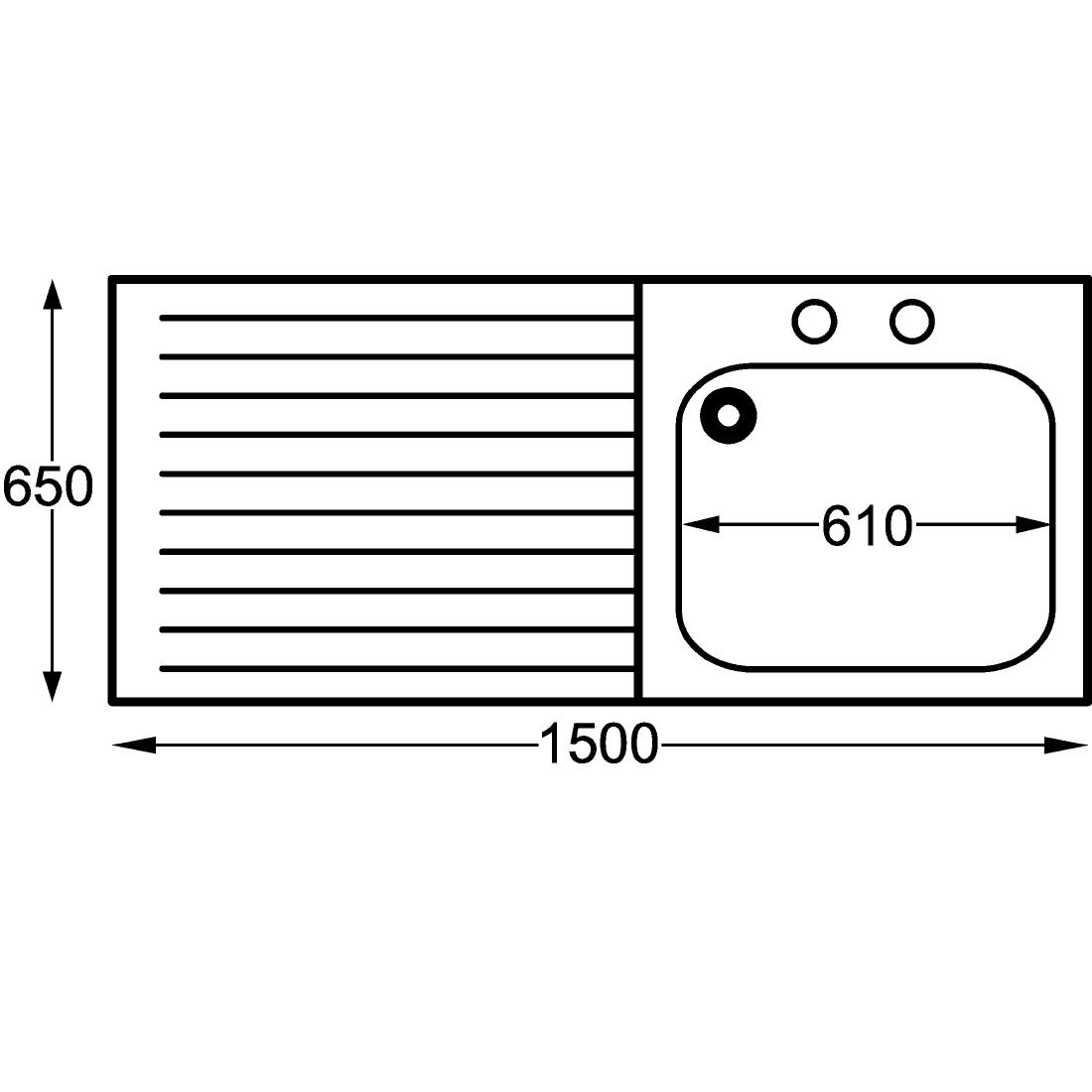 Franke Sissons Self Assembly Stainless Steel Sink Left Hand Drainer 1500x650mm