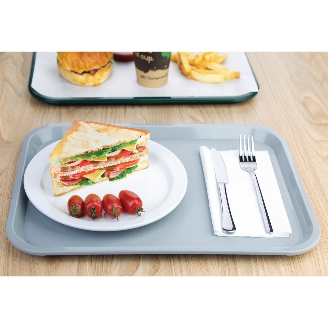 Kristallon Plastic Fast Food Tray Grey Medium