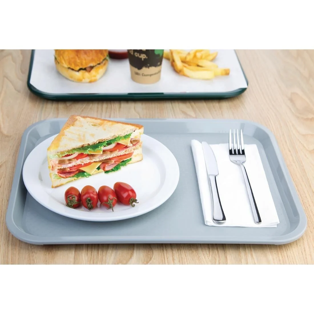 Kristallon Plastic Fast Food Tray Grey Medium - Image 5