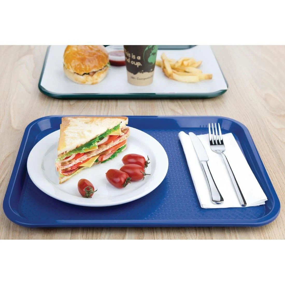 Kristallon Plastic Fast Food Tray Blue Medium - Image 5