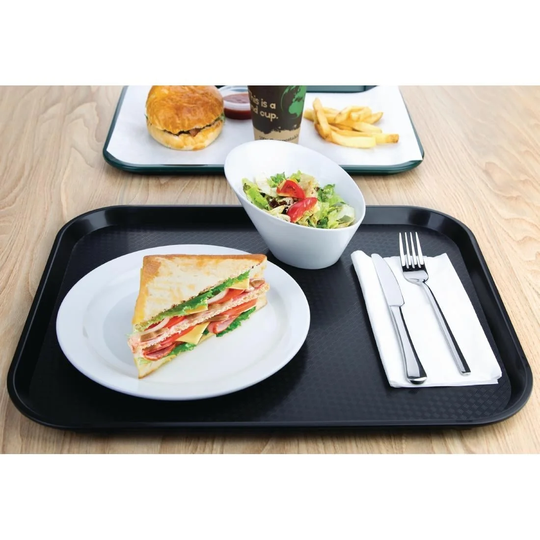 Kristallon Plastic Fast Food Tray Black Large - Image 4