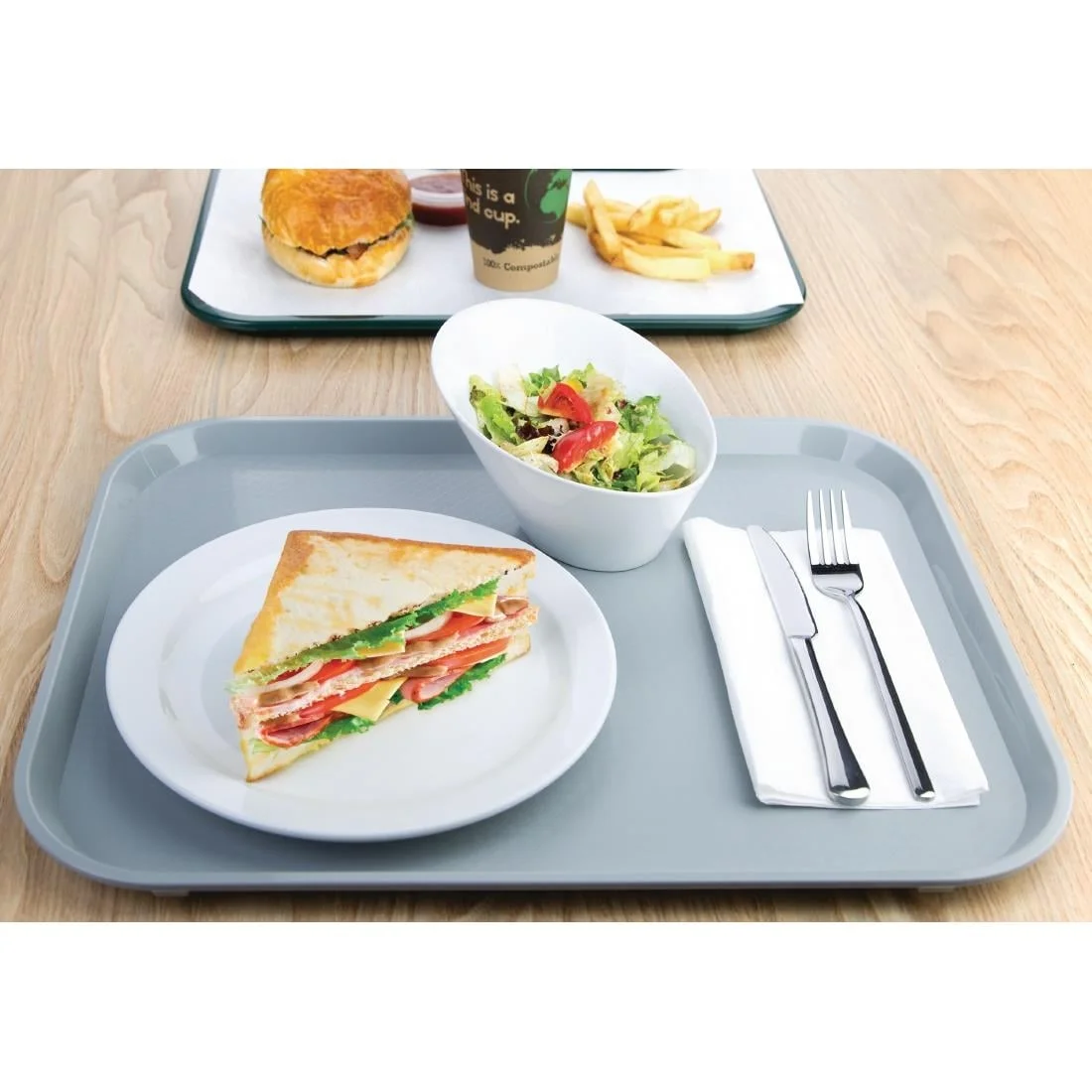 Kristallon Plastic Fast Food Tray Grey Large - Image 5