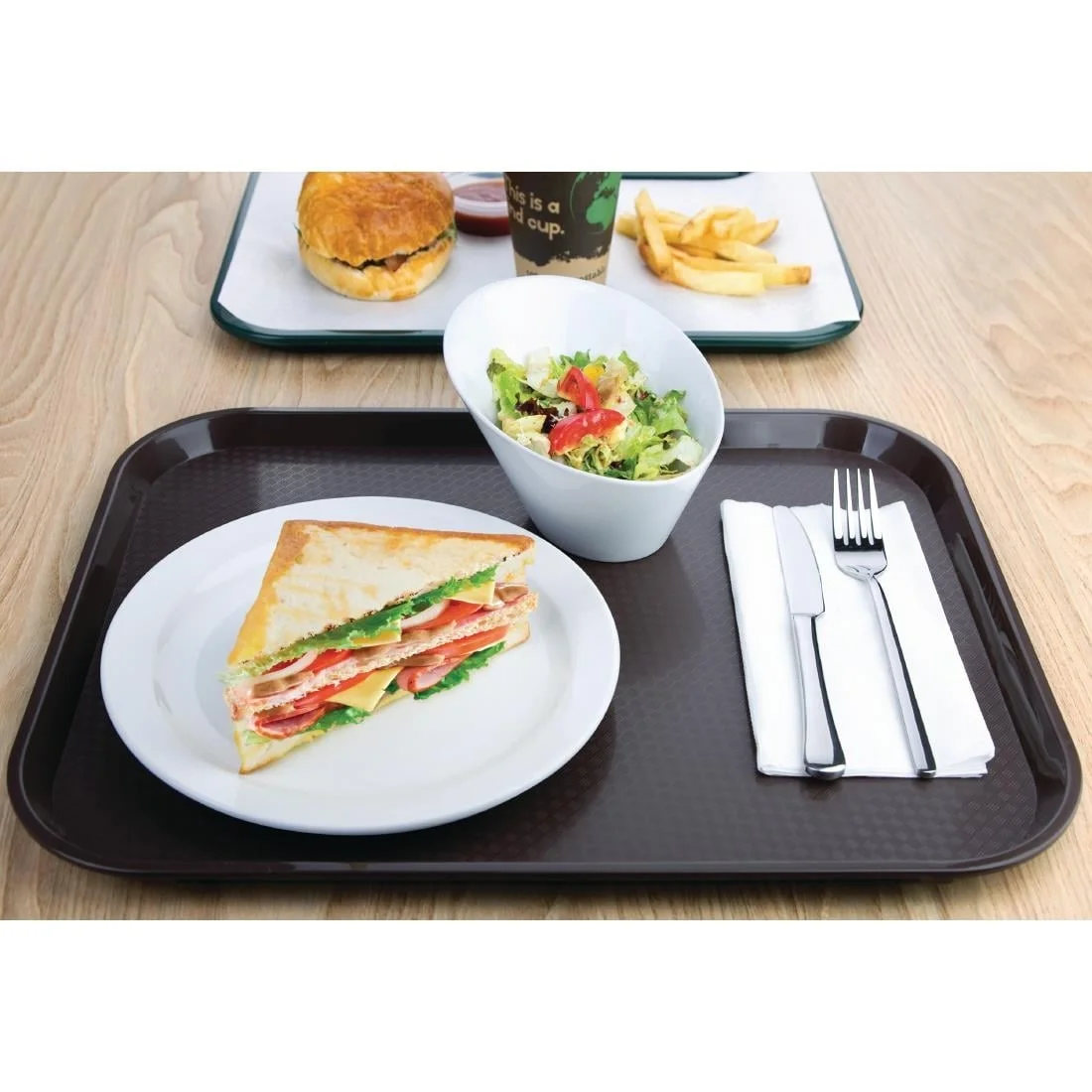 Kristallon Plastic Fast Food Tray Brown Large - Image 5