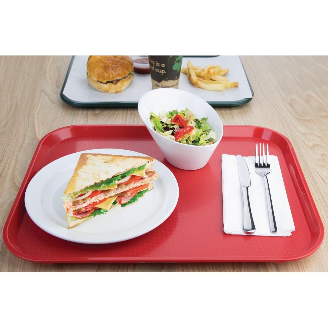 Kristallon Plastic Fast Food Tray Red Large