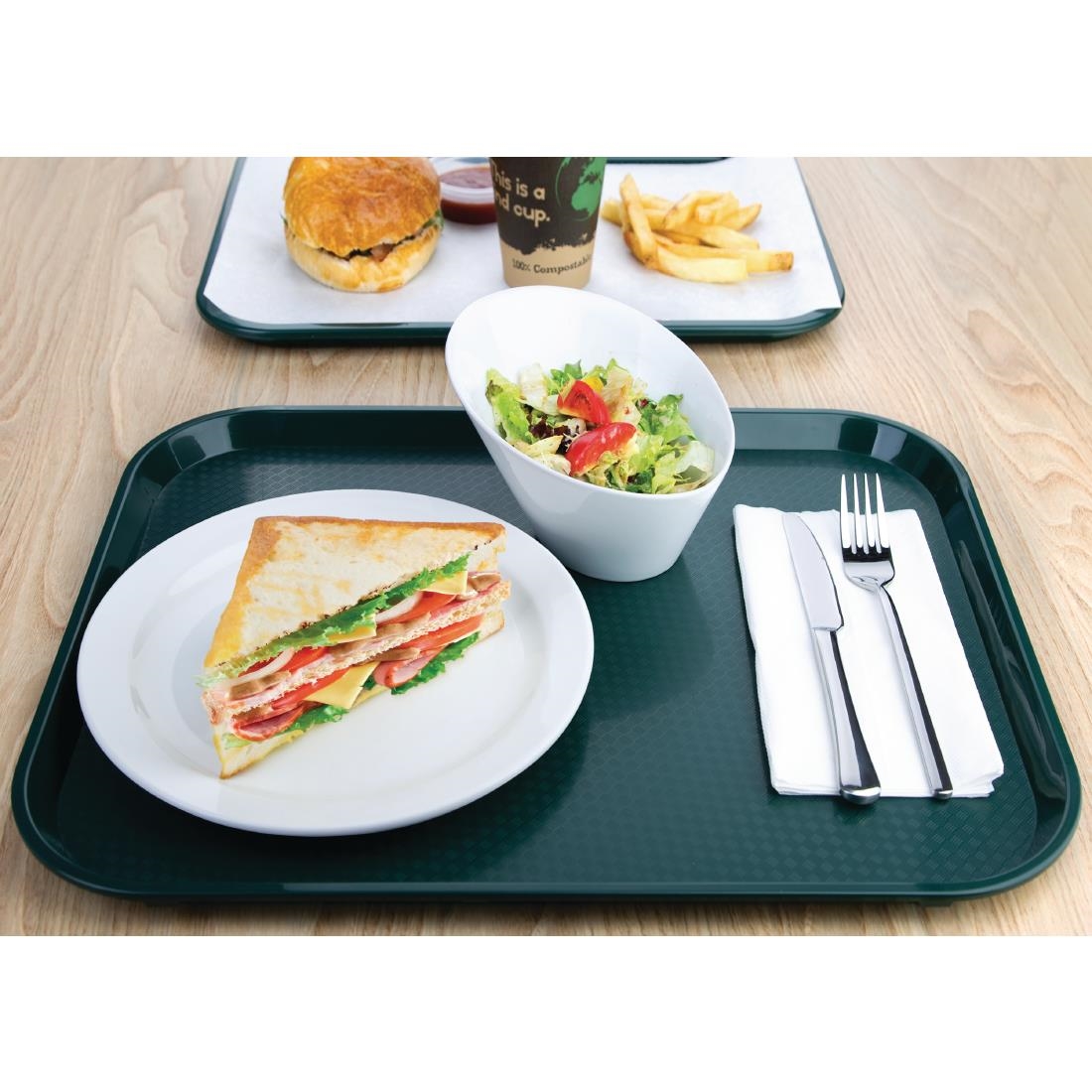 Kristallon Plastic Fast Food Tray Green Large