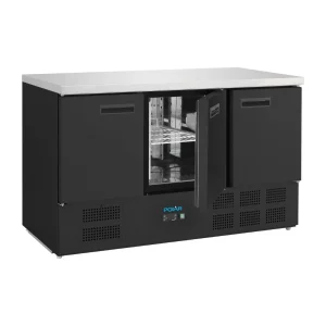 Polar G-Series Triple Door Counter Fridge Black 368Ltr