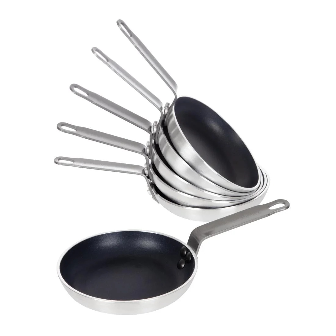 Pack of 6 Vogue Non-Stick Platinum Frypans, 3 Times Coated Teflon, Scratch Resistant