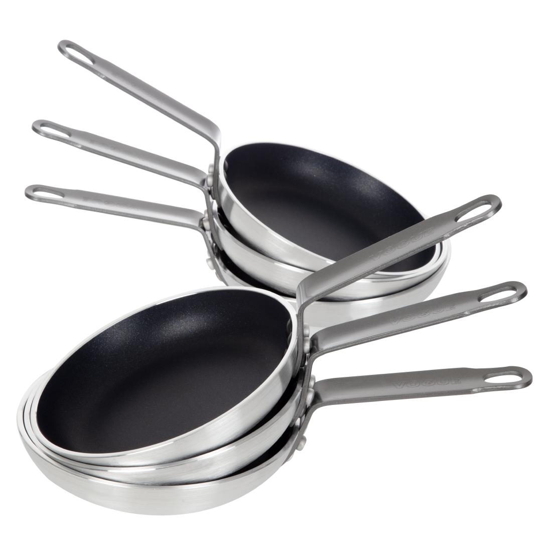 Pack of 6 Vogue Non-Stick Platinum Frypans, 3 Times Coated Teflon, Scratch Resistant