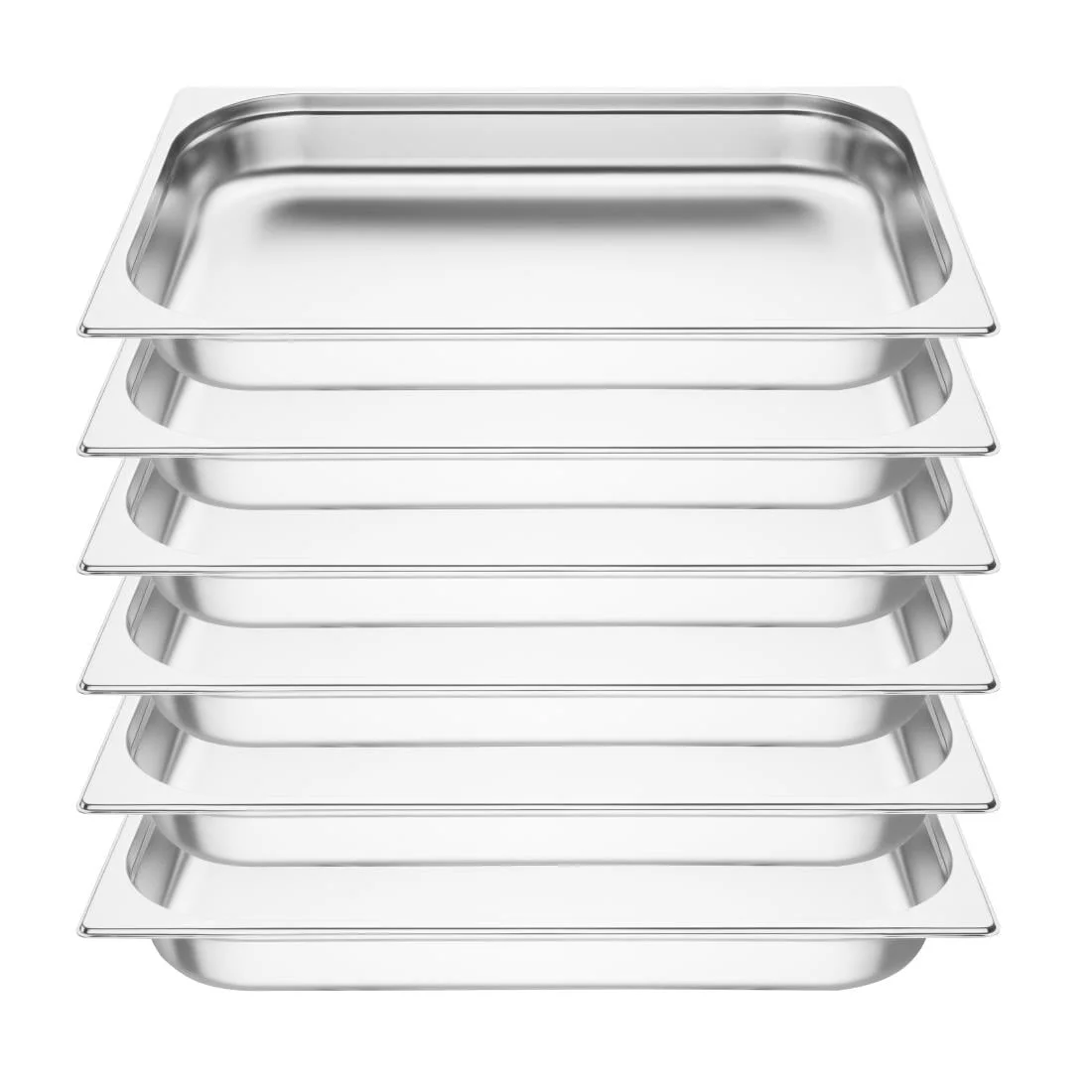 Vogue Stainless Steel 1/1 Gastronorm Pans 65mm Set of 6 - Image 2