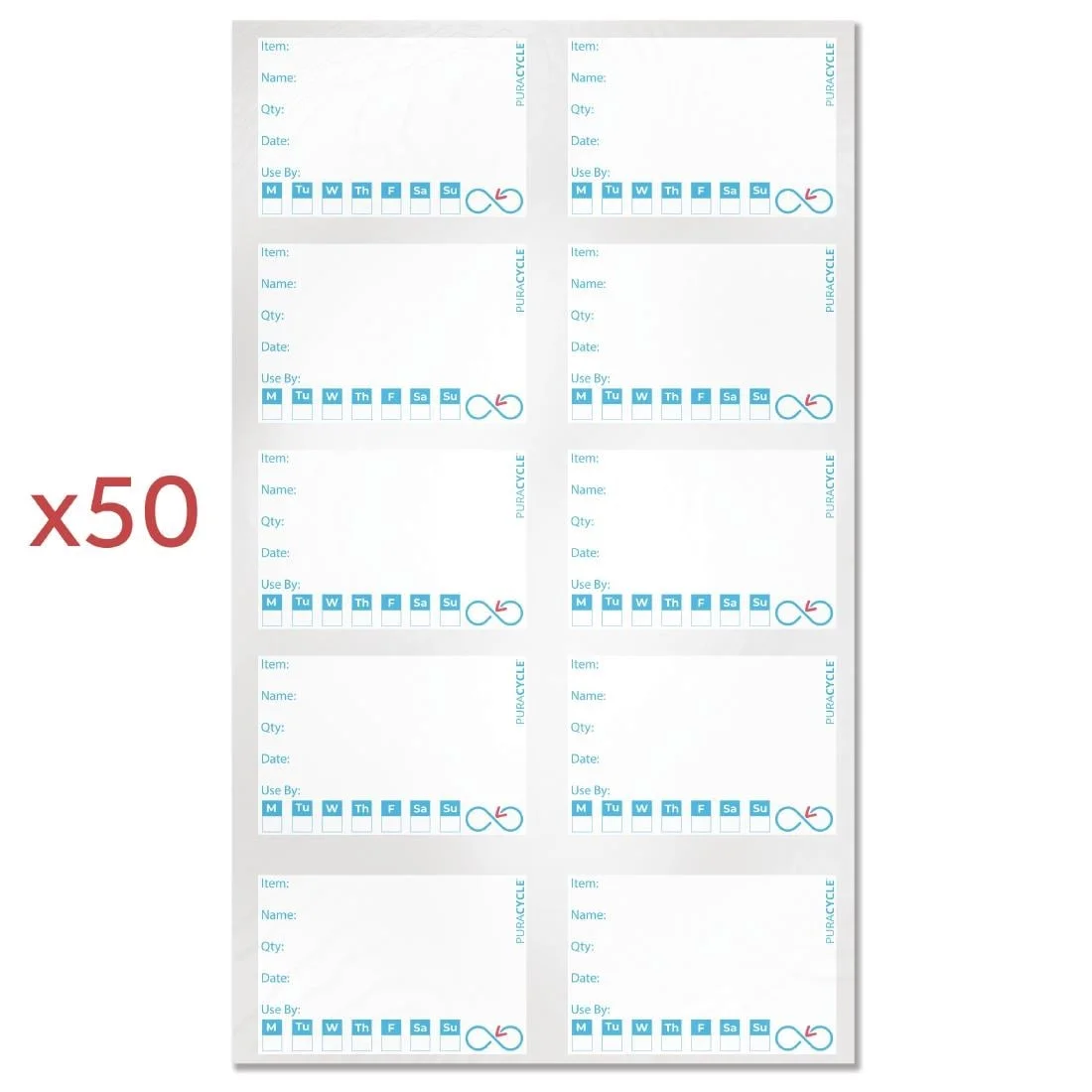 Puracycle Reusable Day Label Pack (50 Labels, 2 Cloths) + Free Pens - Image 4