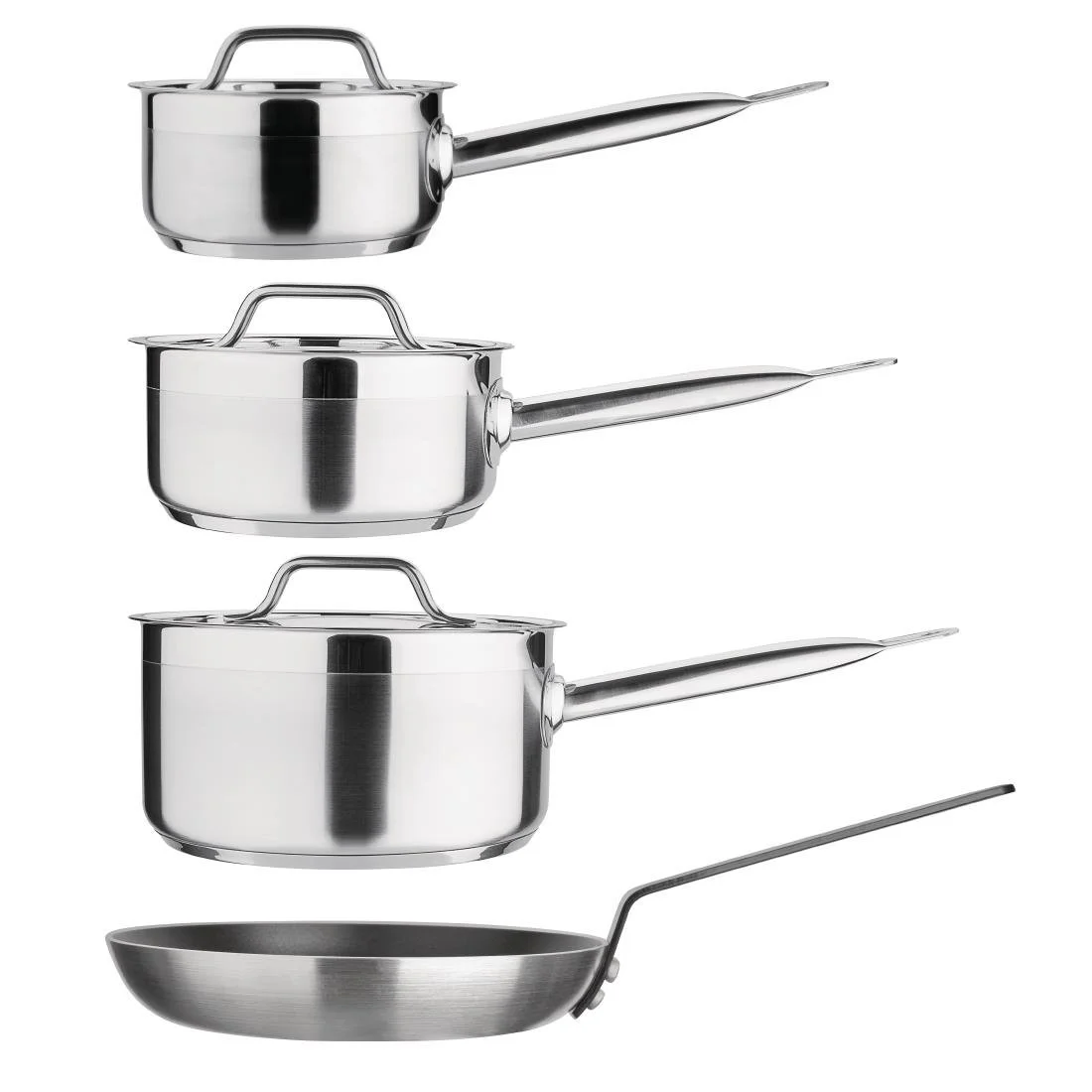 Nisbets Essentials Cook Like A Pro 4-Piece Saucepan & Frying Pan Set - Image 1