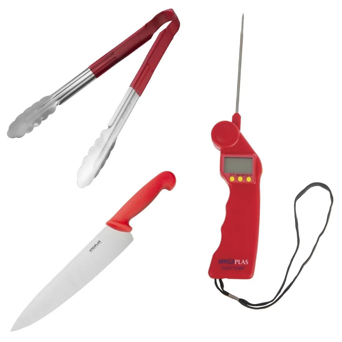 Hygiplas Colour-Coded 3-Piece Set Red - Image 1