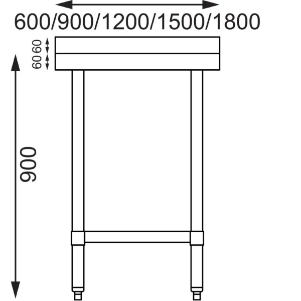 Vogue Stainless Steel Prep Table with Upstand 900mm