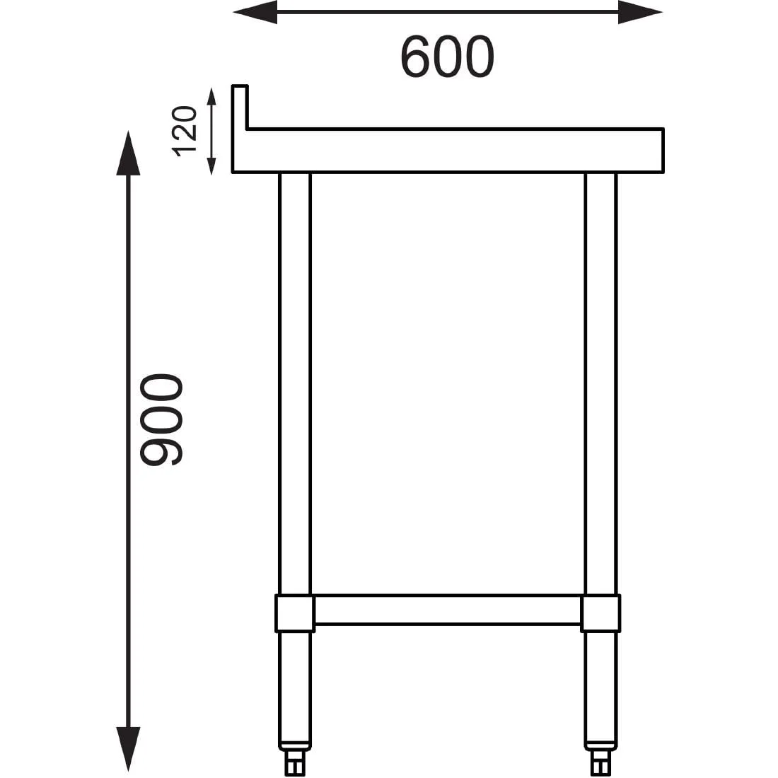 Vogue Stainless Steel Prep Table with Upstand 1200mm - Image 3
