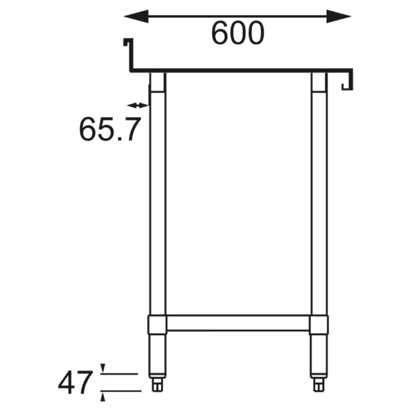 Vogue Stainless Steel Prep Table with Upstand 900mm