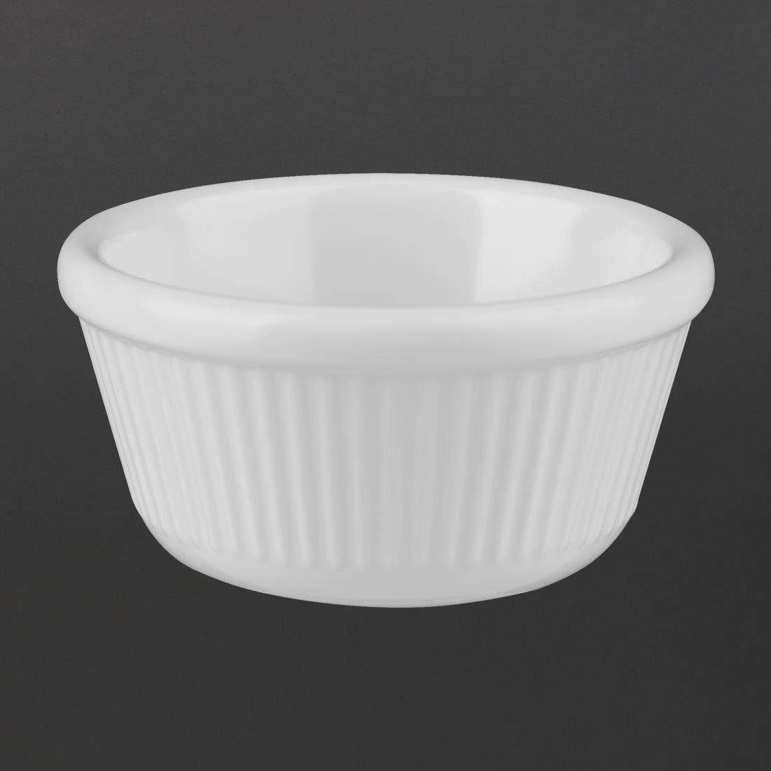 Kristallon Melamine Fluted Ramekins White 70mm