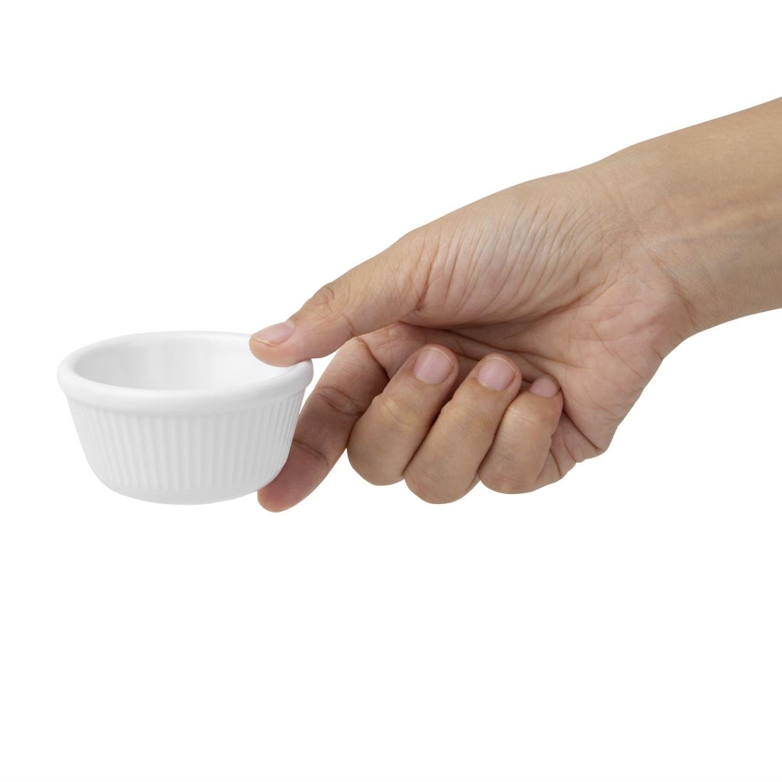 Kristallon Melamine Fluted Ramekins White 70mm