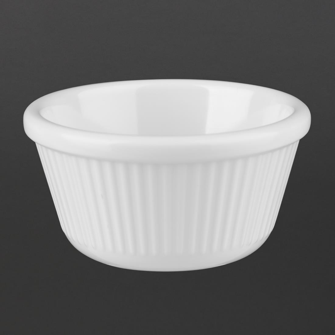 Kristallon Melamine Fluted Ramekins White 76mm