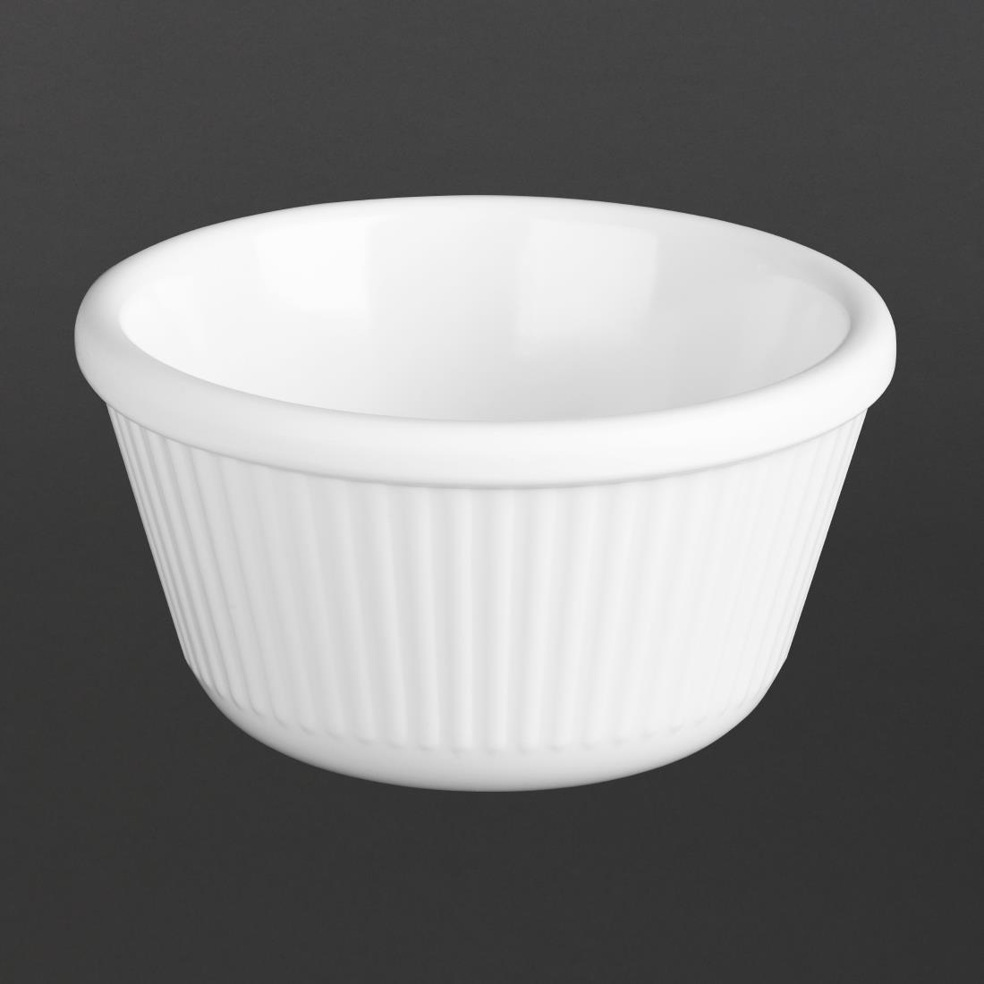 Kristallon Melamine Fluted Ramekins White 89mm