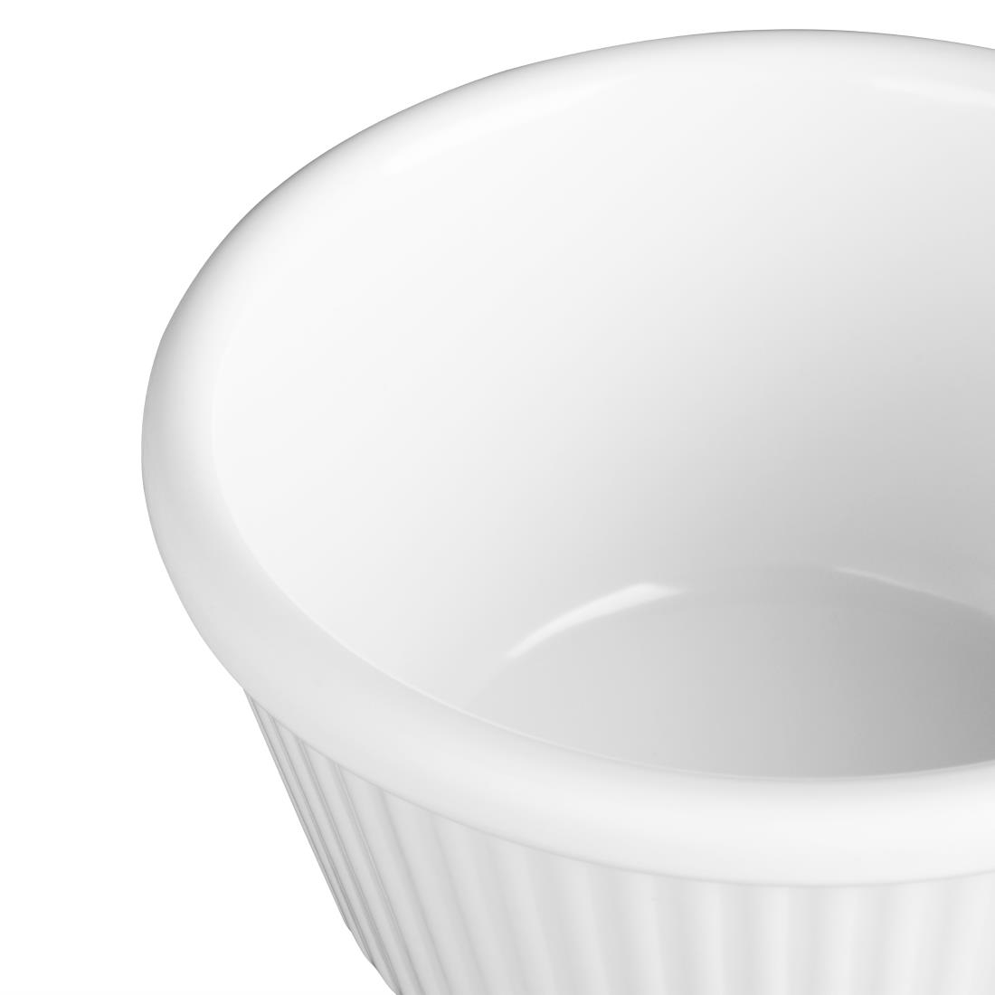Kristallon Melamine Fluted Ramekins White 89mm