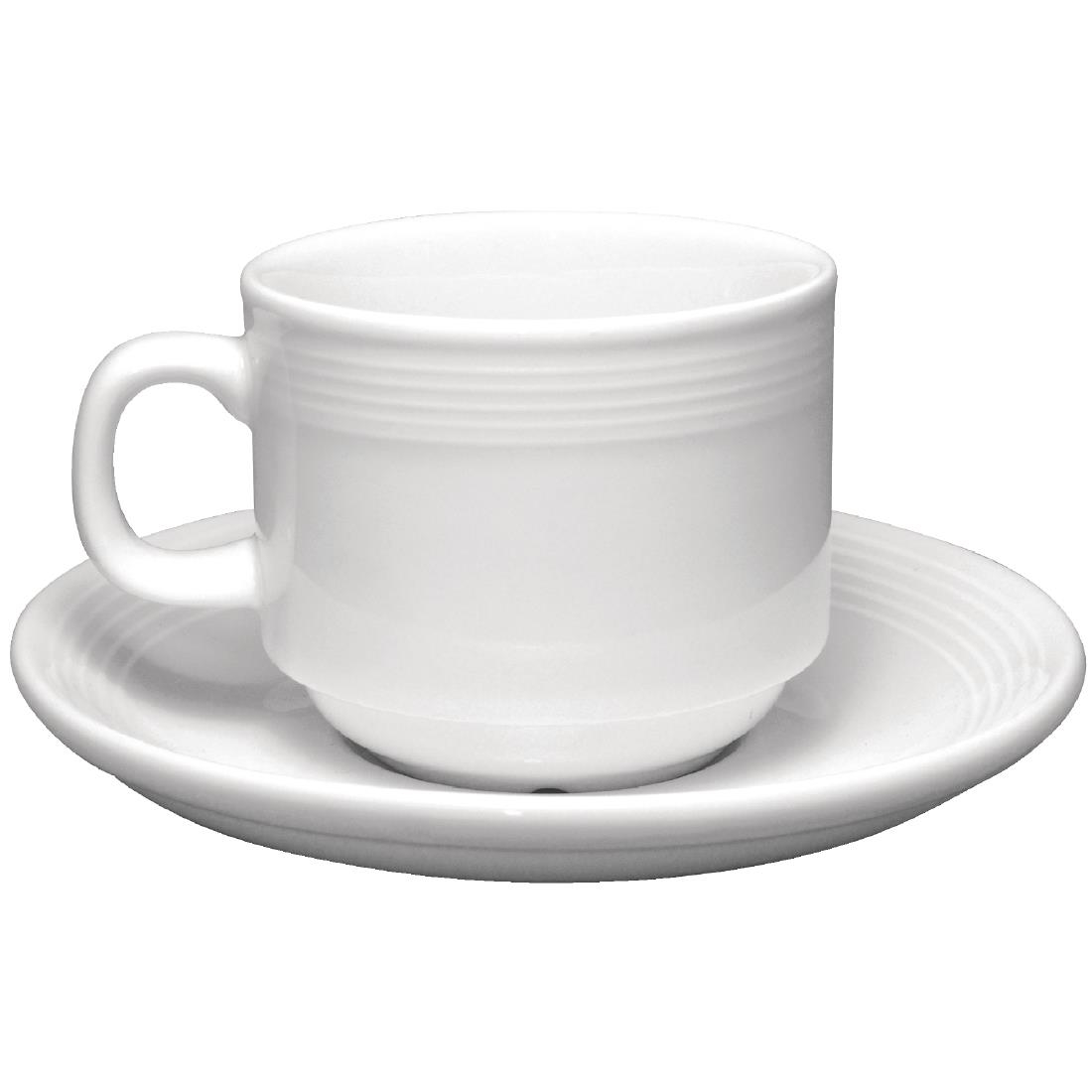 Olympia Linear Stacking Tea Cup Saucers