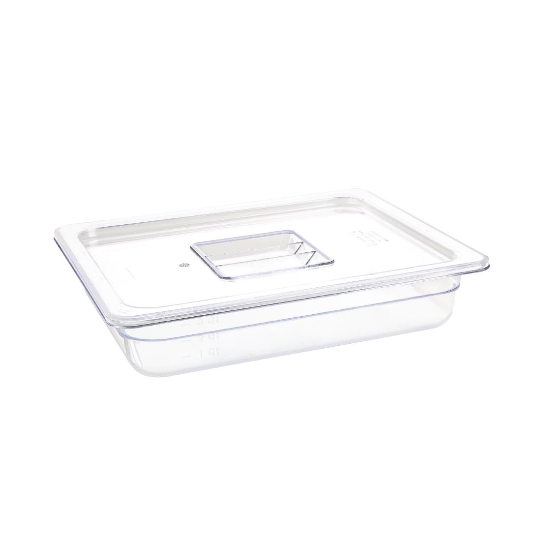 Vogue Polycarbonate 1/2 Gastronorm Container 65mm Clear