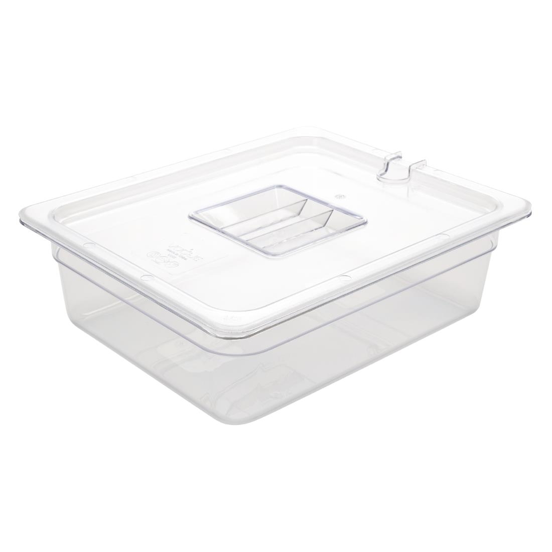 Vogue Polycarbonate 1/2 Gastronorm Container 100mm Clear