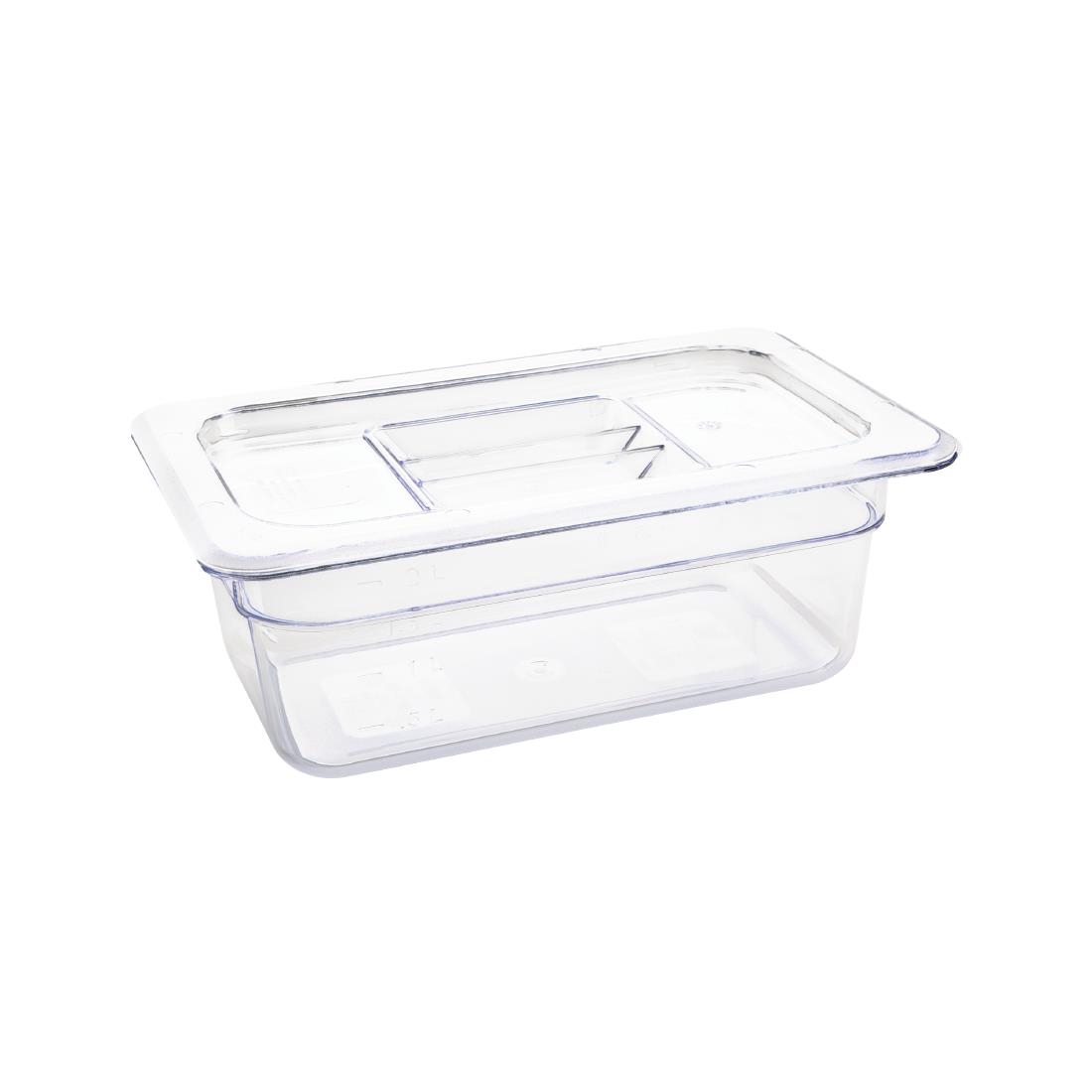 Vogue Polycarbonate 1/4 Gastronorm Container 100mm Clear