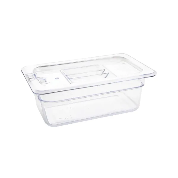 Vogue Polycarbonate 1/4 Gastronorm Container 100mm Clear