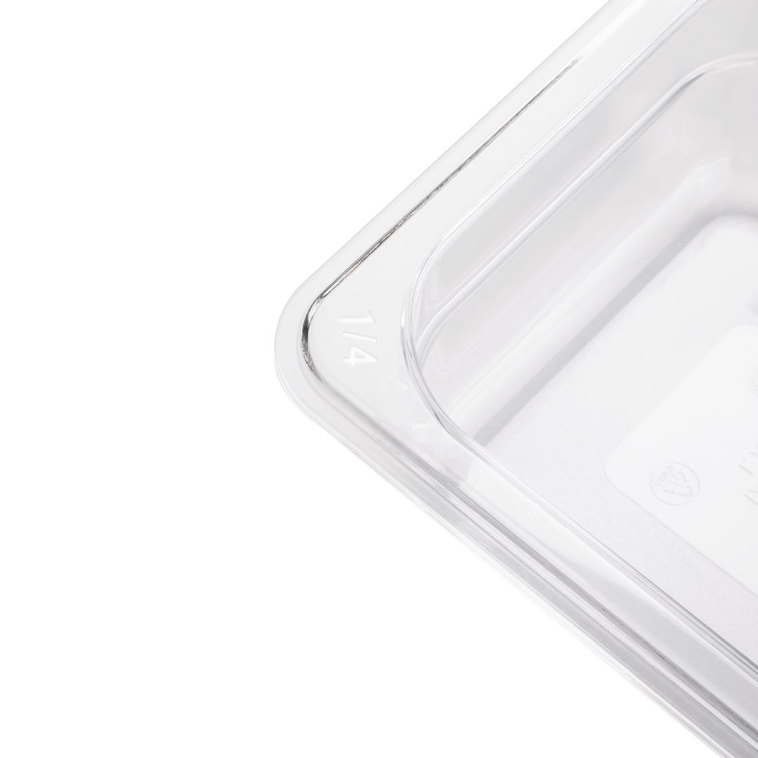 Vogue Polycarbonate 1/4 Gastronorm Container 100mm Clear