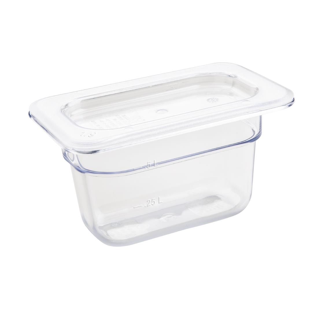 Vogue Polycarbonate 1/9 Gastronorm Container 100mm Clear