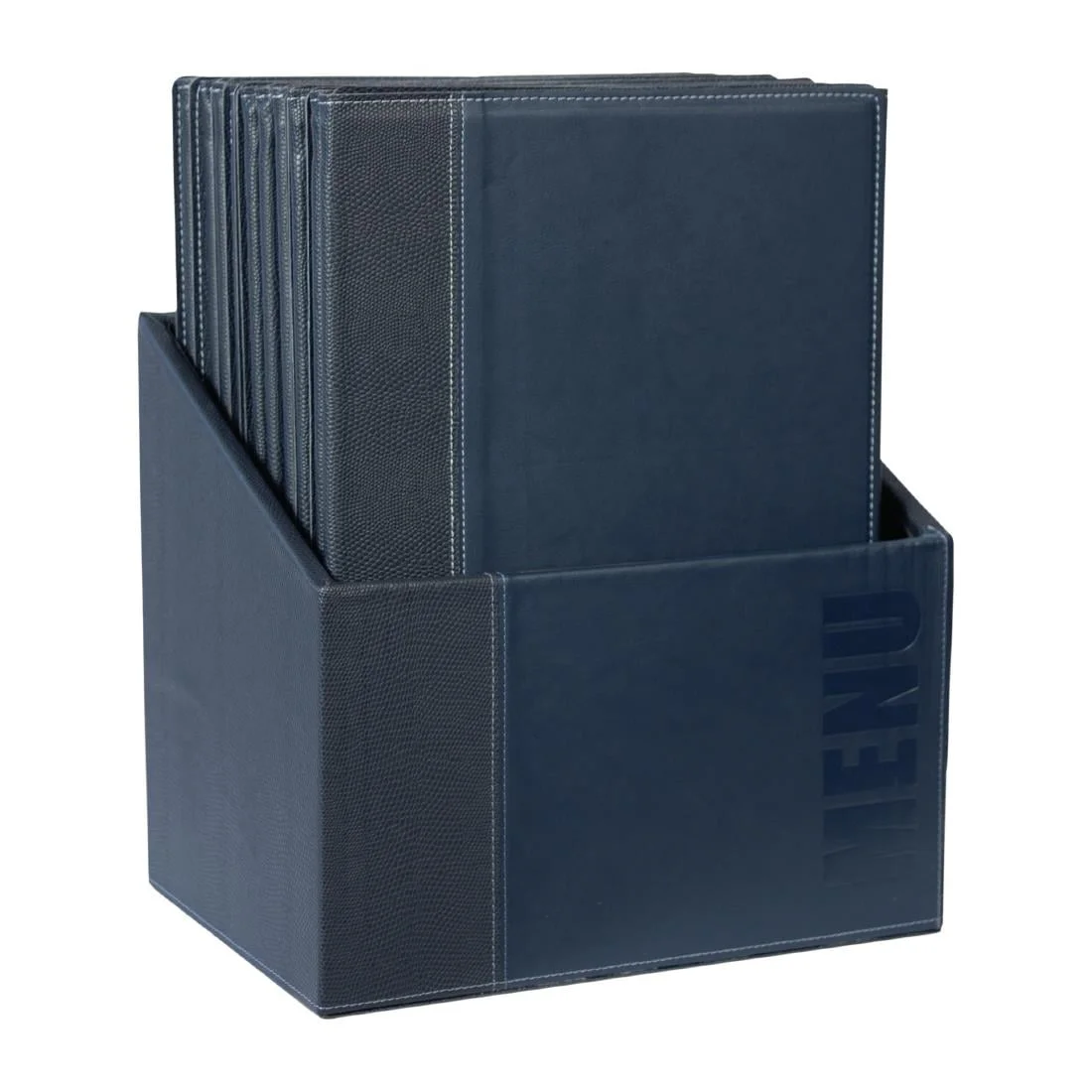 Securit Contemporary Menu Covers and Storage Box A4 Blue - Image 2