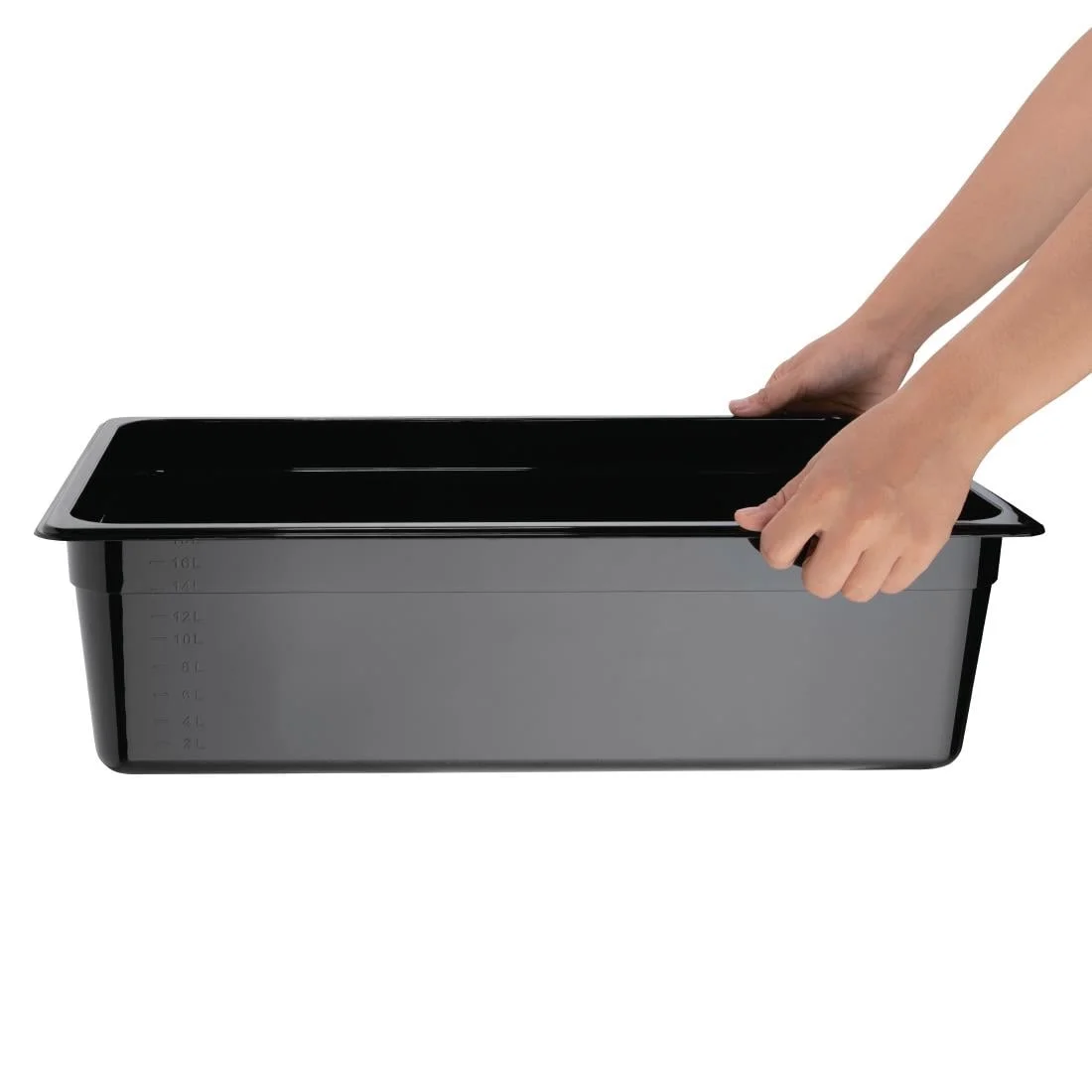 Vogue Polycarbonate 1/1 Gastronorm Container 150mm Black - Image 4