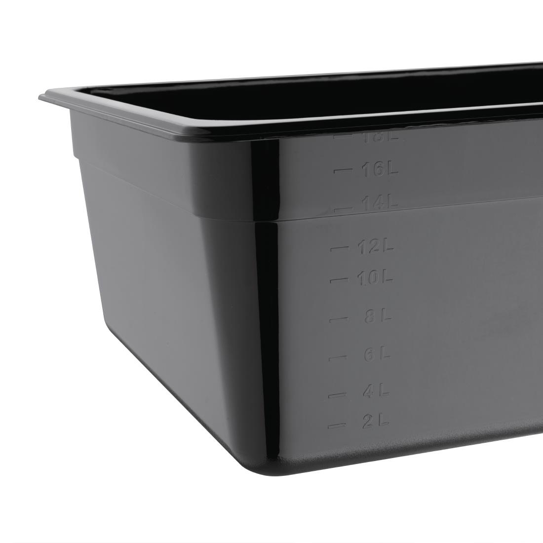 Vogue Polycarbonate 1/1 Gastronorm Container 150mm Black