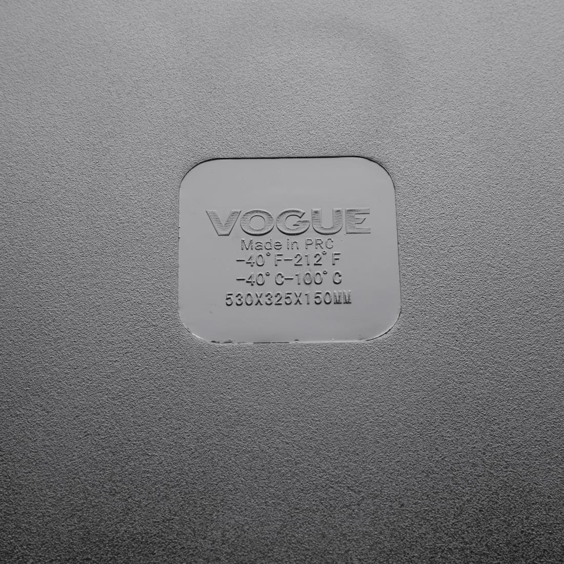 Vogue Polycarbonate 1/1 Gastronorm Container 150mm Black