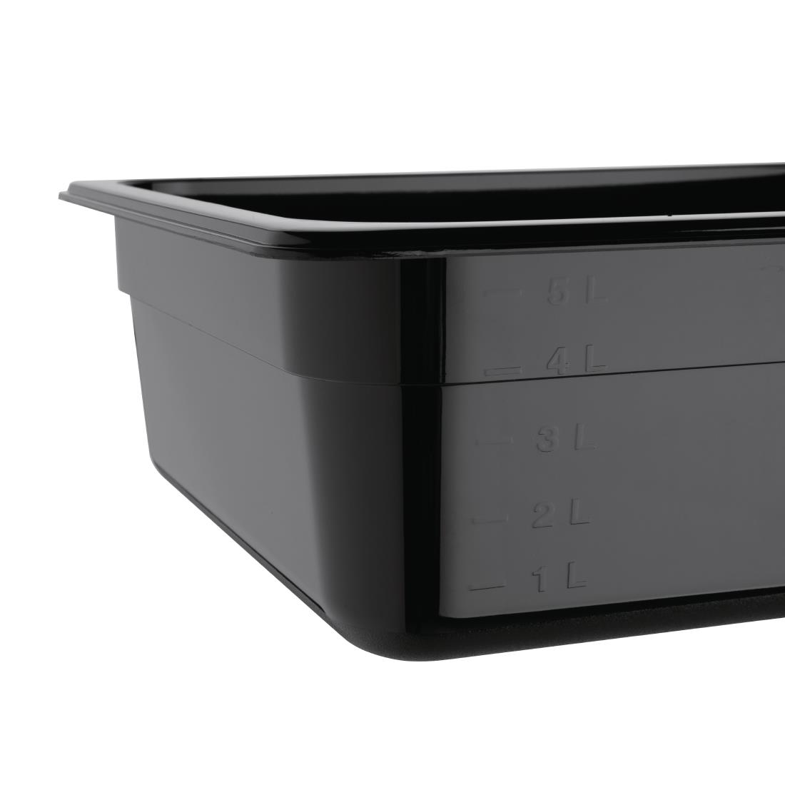 Vogue Polycarbonate 1/2 Gastronorm Container 100mm Black