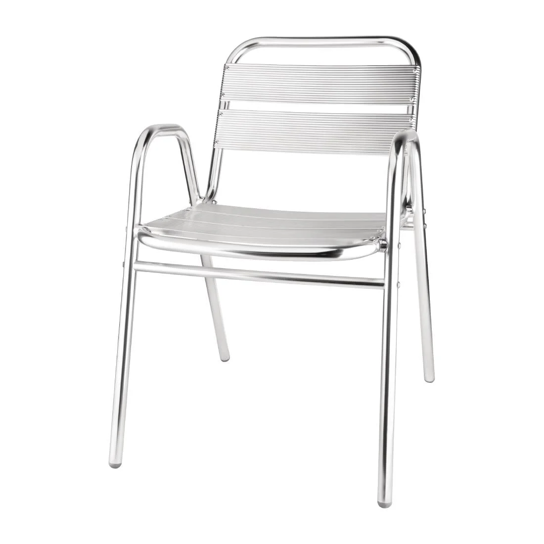 Bolero Aluminium Stacking Chairs Arched Arms (Pack of 4)