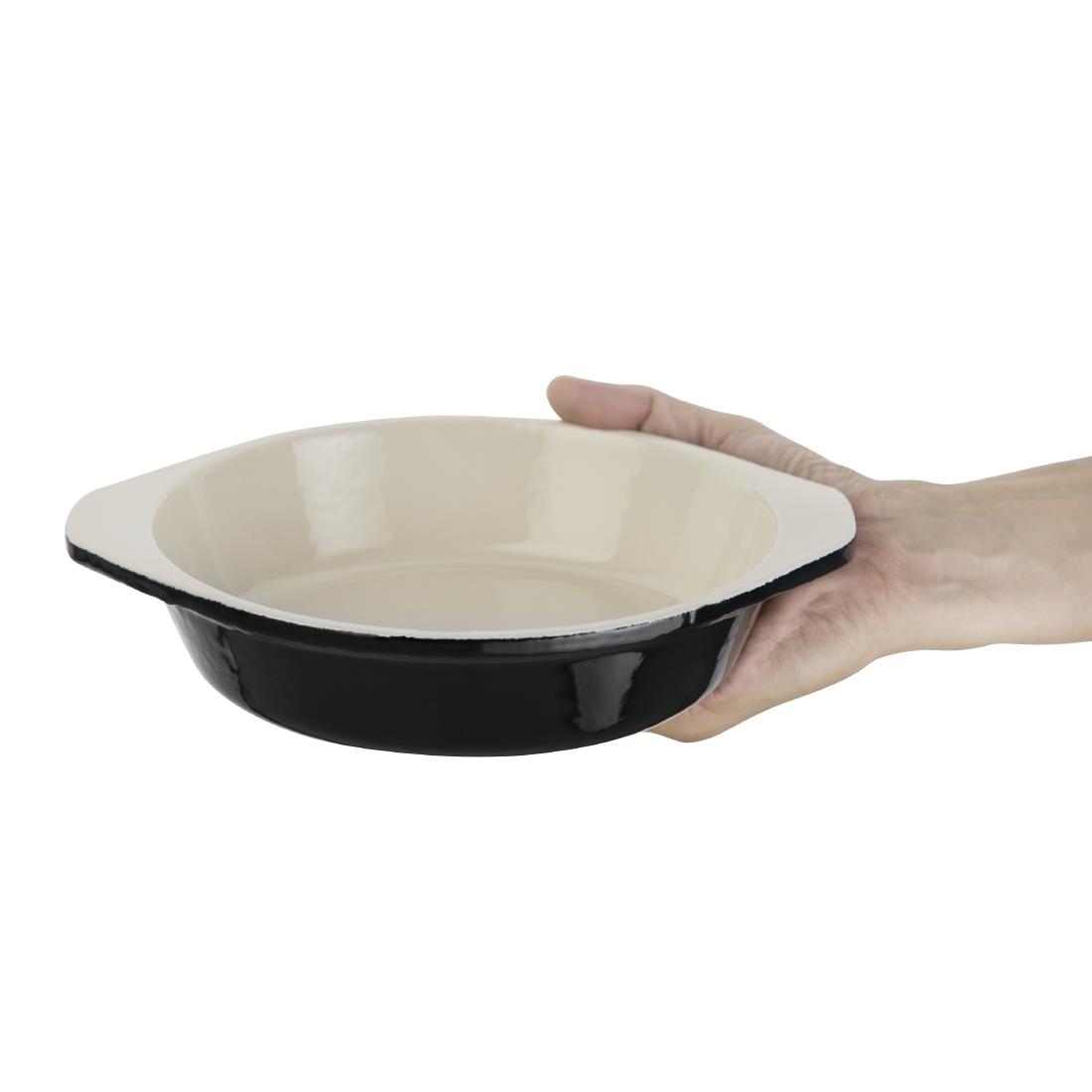 Vogue Black Cast Iron Round Gratin Dish 750ml