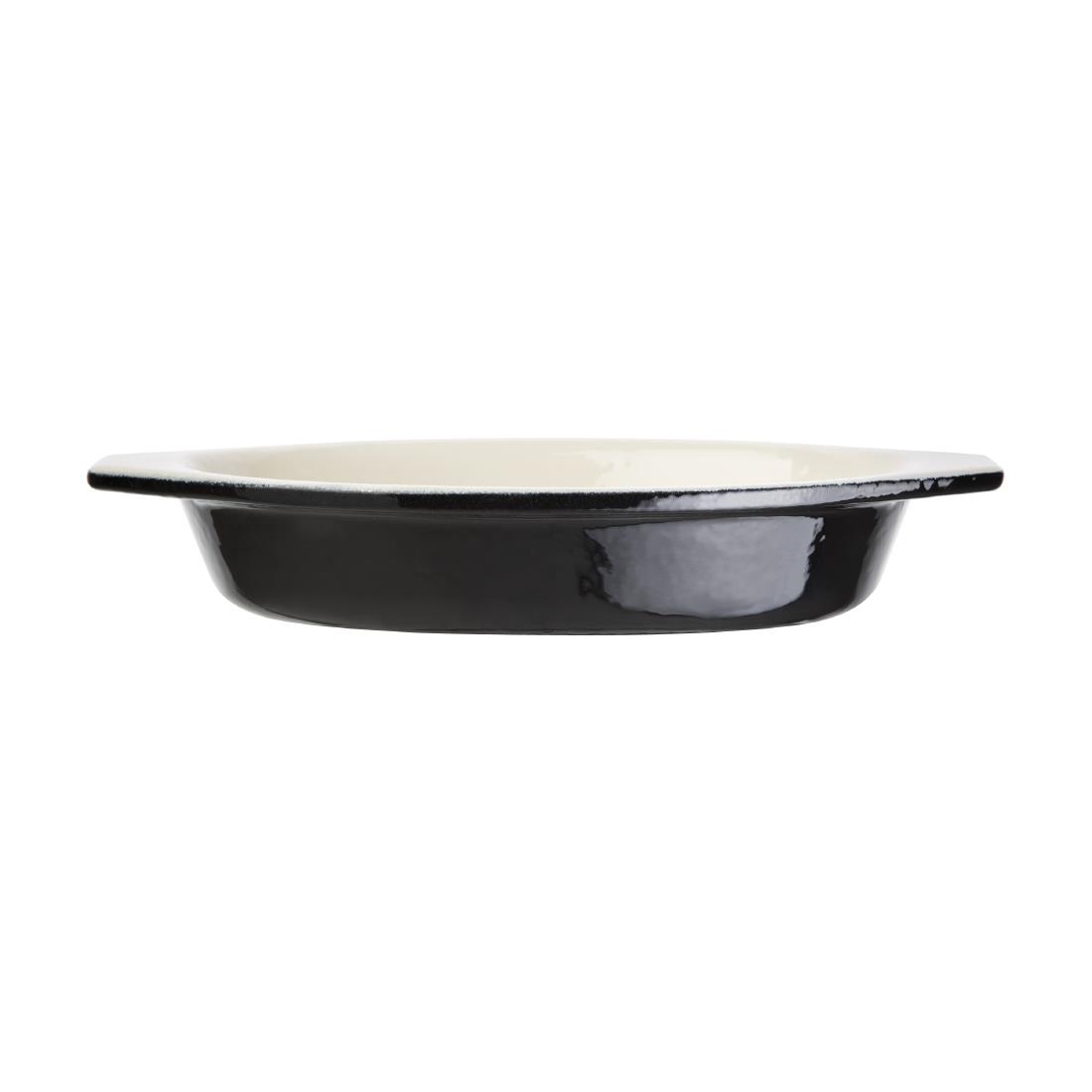 Vogue Black Cast Iron Oval Gratin Dish 650ml