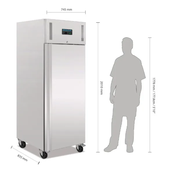 Polar Heavy Duty Single Door Freezer Stainless Steel 650Ltr
