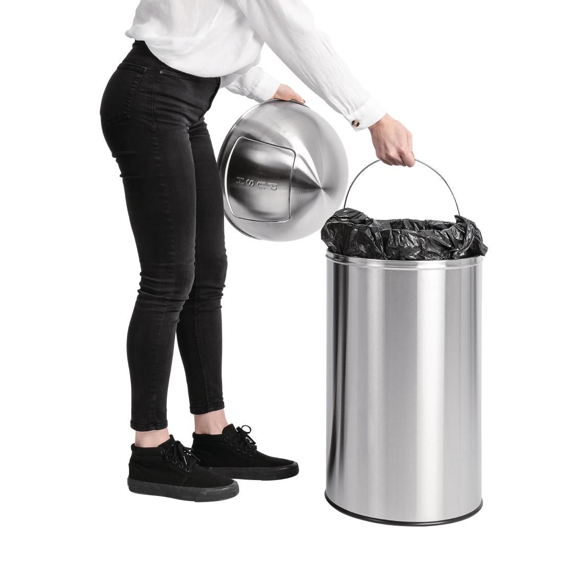 Bolero Bullet Bin Silver 40Ltr