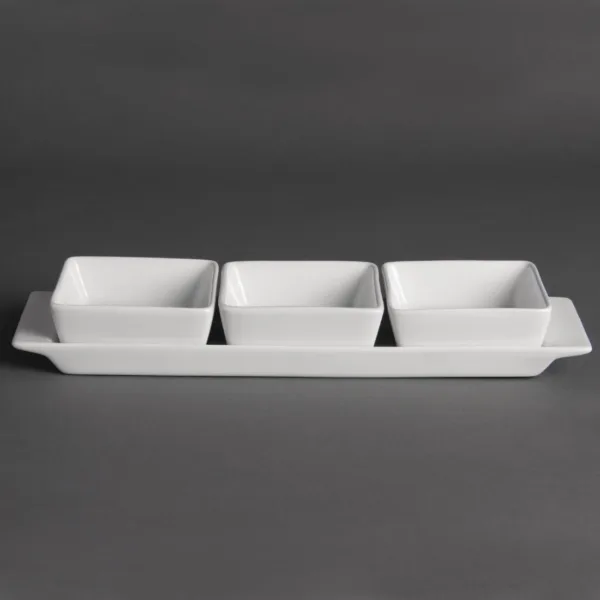 Olympia Whiteware Snack Dishes with Plates 3 Section