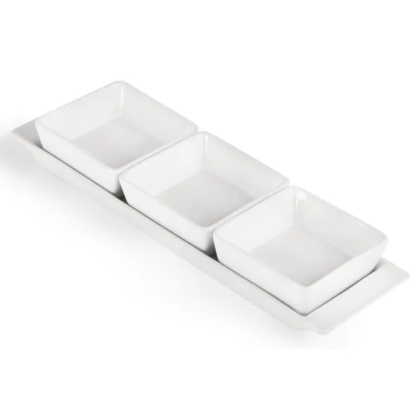 Olympia Whiteware Snack Dishes with Plates 3 Section