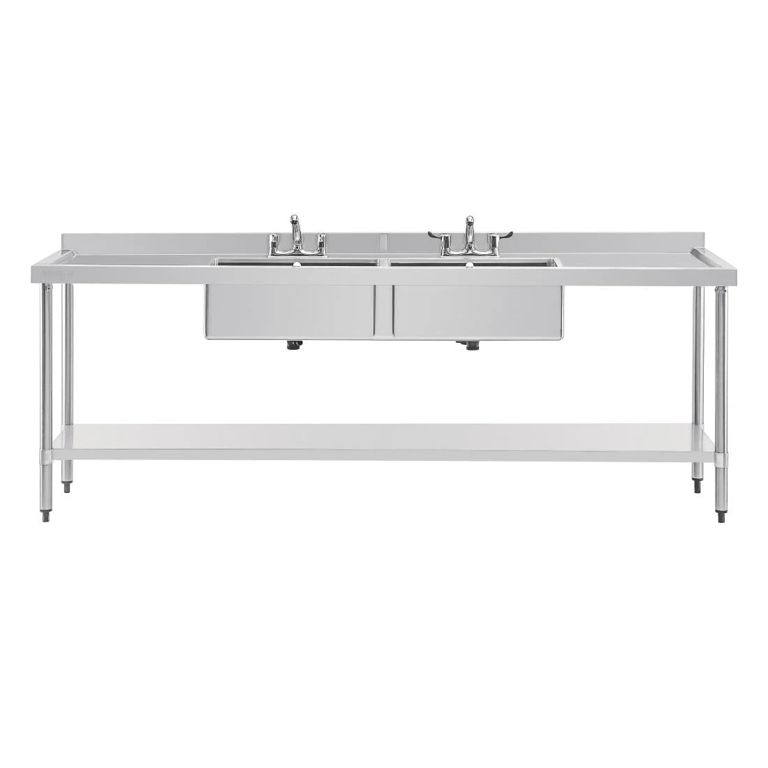 Vogue Stainless Steel Sink Double Bowl and Double Drainer 2400mm - Image 2