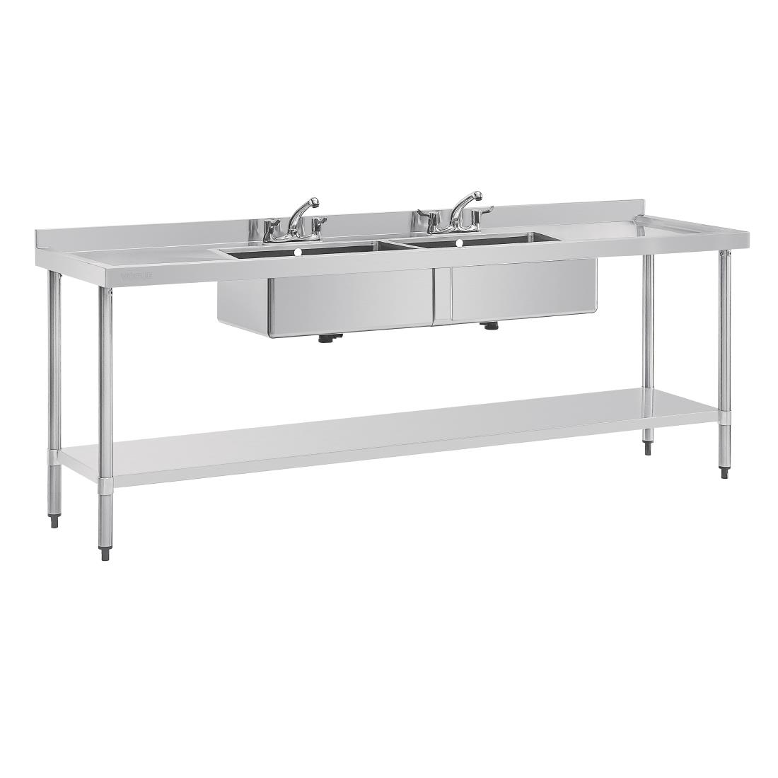 Vogue Stainless Steel Sink Double Bowl and Double Drainer 2400mm